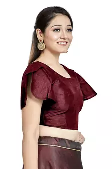 Maroon Art Silk Designer Party Wear Readymade Blouse