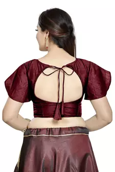 Maroon Art Silk Designer Party Wear Readymade Blouse