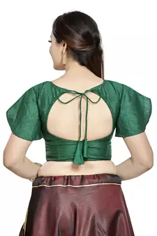 Bottle Green Art Silk Designer Party Wear Readymade Blouse