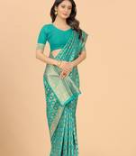 TEAL DIMOND BANARASI SILK  SAREE WITH DESIGNER FANCT PALLU  FOR WOMEN