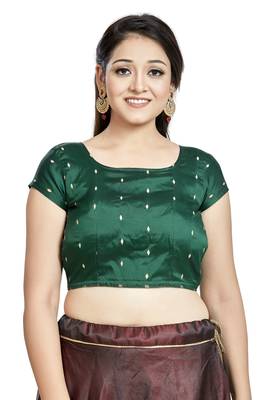Green Silk Designer Party Wear Readymade Blouse 1