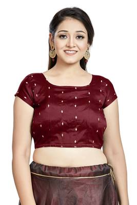 Maroon Silk Designer Party Wear Readymade Blouse 1