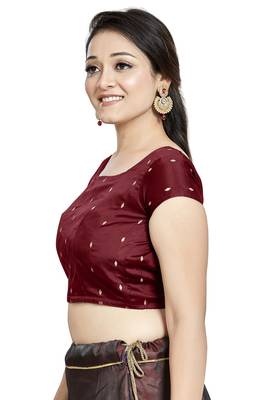 Maroon Silk Designer Party Wear Readymade Blouse 4