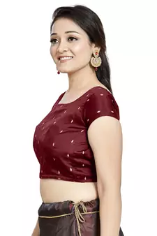 Maroon Silk Designer Party Wear Readymade Blouse