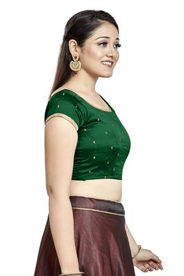 Green Silk Designer Party Wear Readymade Blouse 4