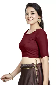Maroon Art Silk Designer Party Wear Readymade Blouse