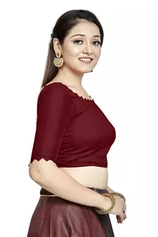 Maroon Art Silk Designer Party Wear Readymade Blouse