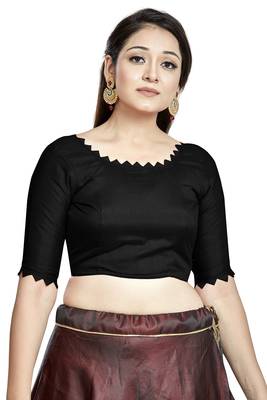 Black Art Silk Designer Party Wear Readymade Blouse 1
