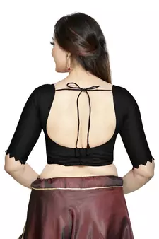 Black Art Silk Designer Party Wear Readymade Blouse