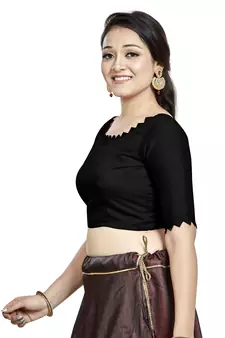 Black Art Silk Designer Party Wear Readymade Blouse