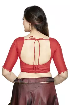 Red Art Silk Designer Party Wear Readymade Blouse