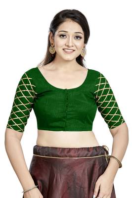 Green Art Silk Designer Party Wear Readymade Blouse 1