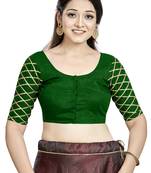 Green Art Silk Designer Party Wear Readymade Blouse