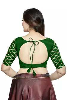 Green Art Silk Designer Party Wear Readymade Blouse