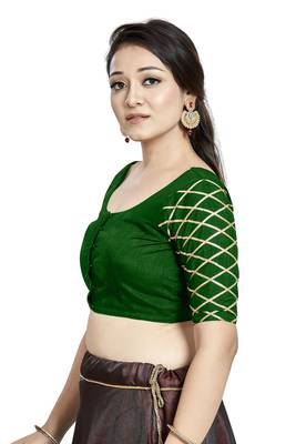 Green Art Silk Designer Party Wear Readymade Blouse 3