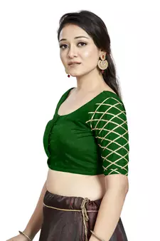 Green Art Silk Designer Party Wear Readymade Blouse