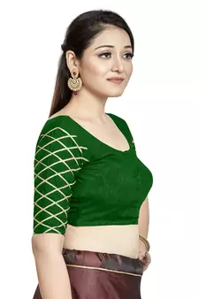 Green Art Silk Designer Party Wear Readymade Blouse