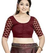 Maroon Art Silk Designer Party Wear Readymade Blouse