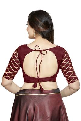Maroon Art Silk Designer Party Wear Readymade Blouse 2