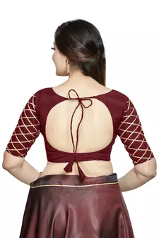 Maroon Art Silk Designer Party Wear Readymade Blouse