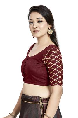 Maroon Art Silk Designer Party Wear Readymade Blouse 3