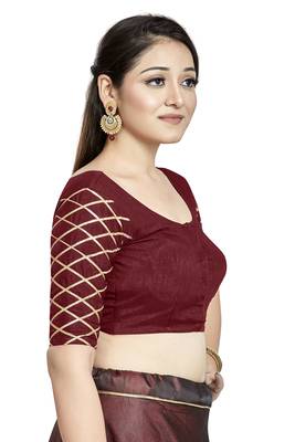 Maroon Art Silk Designer Party Wear Readymade Blouse 4