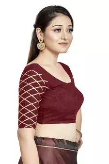 Maroon Art Silk Designer Party Wear Readymade Blouse