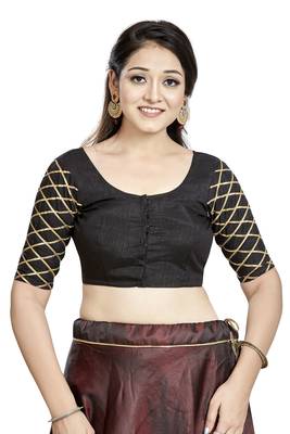 Black Art Silk Designer Party Wear Readymade Blouse 1