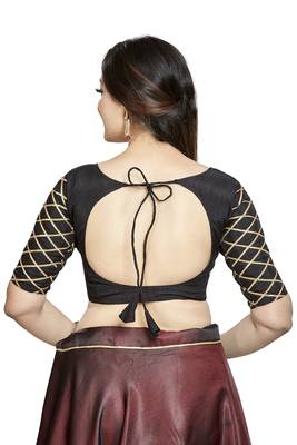 Black Art Silk Designer Party Wear Readymade Blouse 2