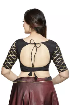 Black Art Silk Designer Party Wear Readymade Blouse