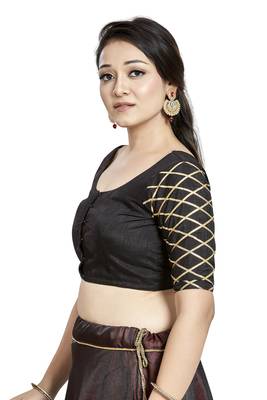 Black Art Silk Designer Party Wear Readymade Blouse 3