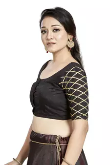 Black Art Silk Designer Party Wear Readymade Blouse