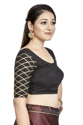 Black Art Silk Designer Party Wear Readymade Blouse 4