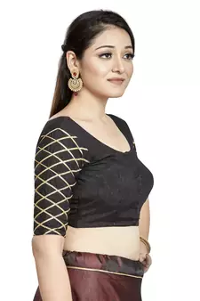 Black Art Silk Designer Party Wear Readymade Blouse