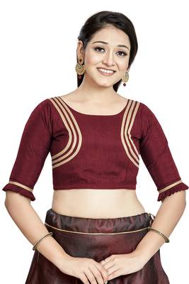 Maroon Art Silk Designer Party Wear Readymade Blouse 1