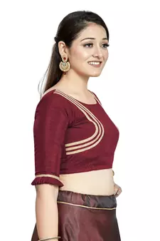 Maroon Art Silk Designer Party Wear Readymade Blouse