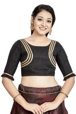 Black Art Silk Designer Party Wear Readymade Blouse 1
