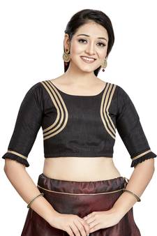 Black Art Silk Designer Party Wear Readymade Blouse
