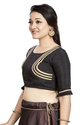 Black Art Silk Designer Party Wear Readymade Blouse 2