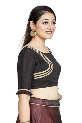 Black Art Silk Designer Party Wear Readymade Blouse 3