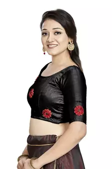 Black Art Silk Designer Party Wear Readymade Blouse