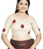 Off White Art Silk Designer Party Wear Readymade Blouse