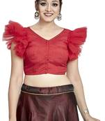 Red Art Silk & Net Party Wear Readymade Blouse
