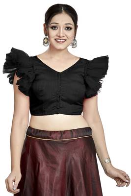 Black Art Silk & Net Designer Party Wear Readymade Blouse 1