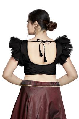 Black Art Silk & Net Designer Party Wear Readymade Blouse 2