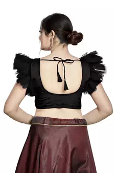 Black Art Silk & Net Designer Party Wear Readymade Blouse
