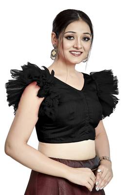 Black Art Silk & Net Designer Party Wear Readymade Blouse 3