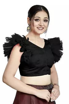Black Art Silk & Net Designer Party Wear Readymade Blouse