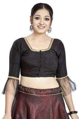 Black Art Silk Designer Party Wear Readymade Blouse 1
