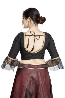 Black Art Silk Designer Party Wear Readymade Blouse 2